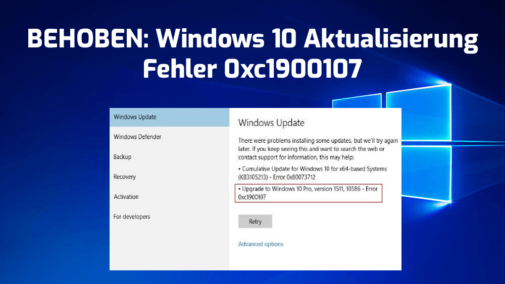 Wie behebt man den Windows 10 Aktualisierung Fehler 0xc1900107? [Beste ...