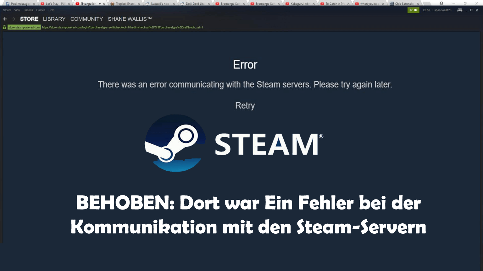 BEHOBEN Dort war Ein Fehler bei der Kommunikation mit den SteamServern