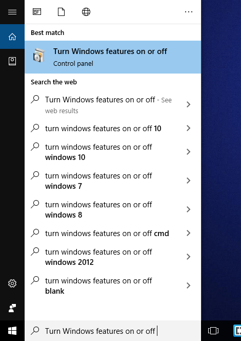 Wende Windows Merkmale ein oder aus