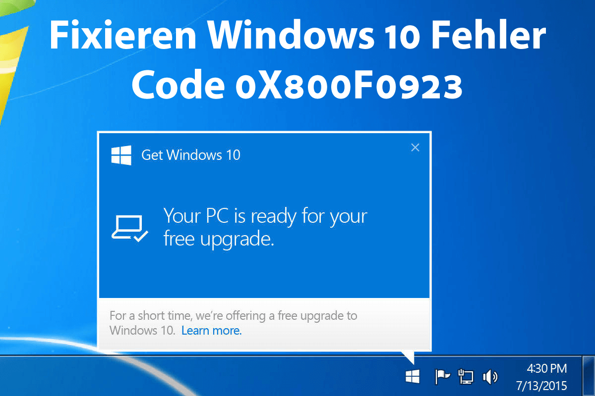 Windows 10-Upgrade-Fehlercode 0X800F0923