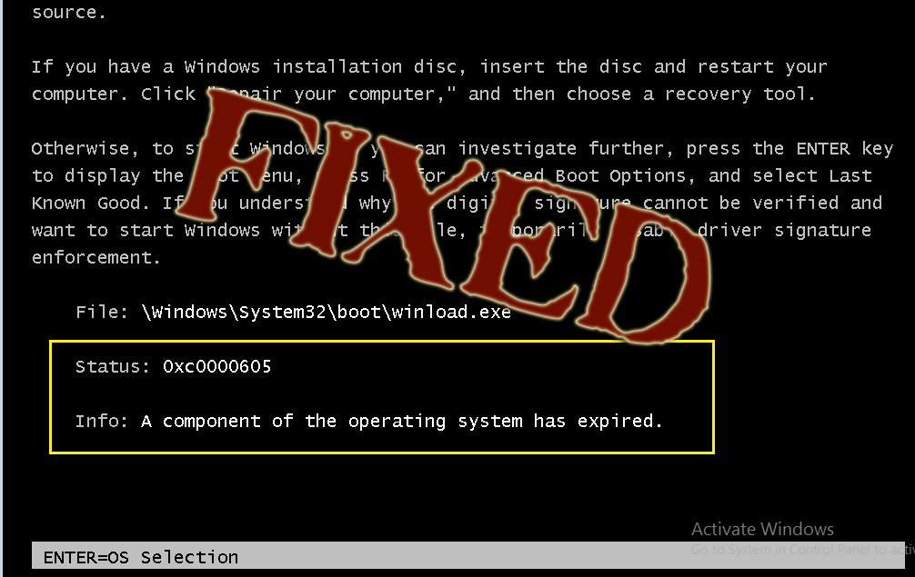 Windows-Fehlercode 0xc0000605