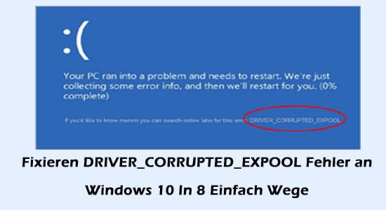 Fixieren DRIVER_CORRUPTED_EXPOOL Fehler