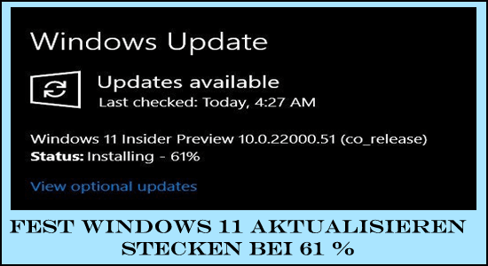Fest Windows 11 aktualisieren stecken bei 61 %
