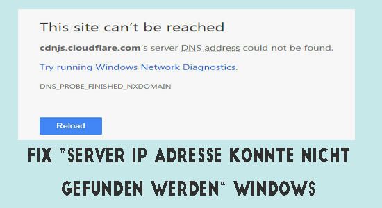 Server-IP-Adresse konnte nicht gefunden werden
