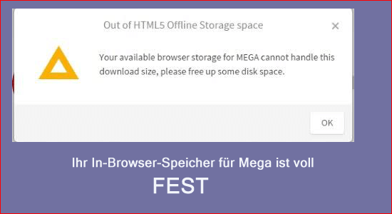 Ihr In-Browser-Speicher für Mega ist voll