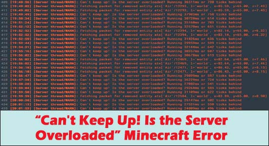 Der Minecraft-Server kann nicht mithalten, wenn der Server überlastet ist