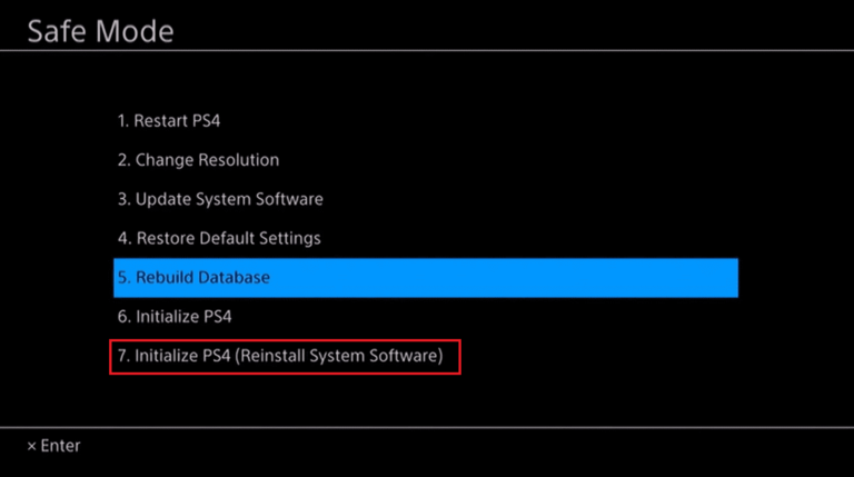 PS4 initialisieren (Systemsoftware neu installieren)“.