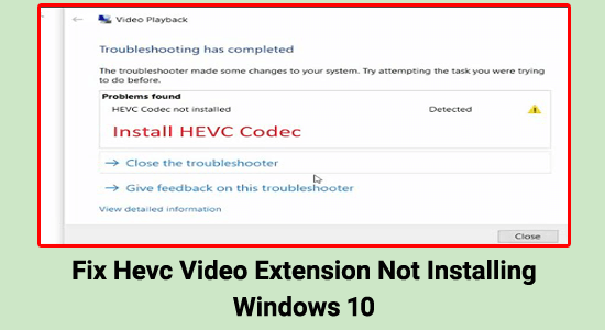 HEVC-Videoerweiterung kann nicht installiert werden,