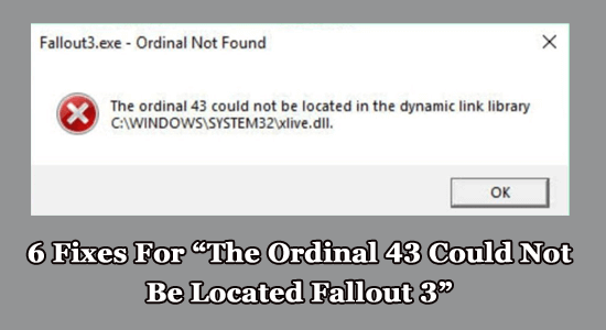 Fix The Ordinal 43 konnte nicht gefunden werden Fallout 3