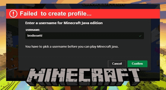 Gescheitert Profil Minecraft erstellen